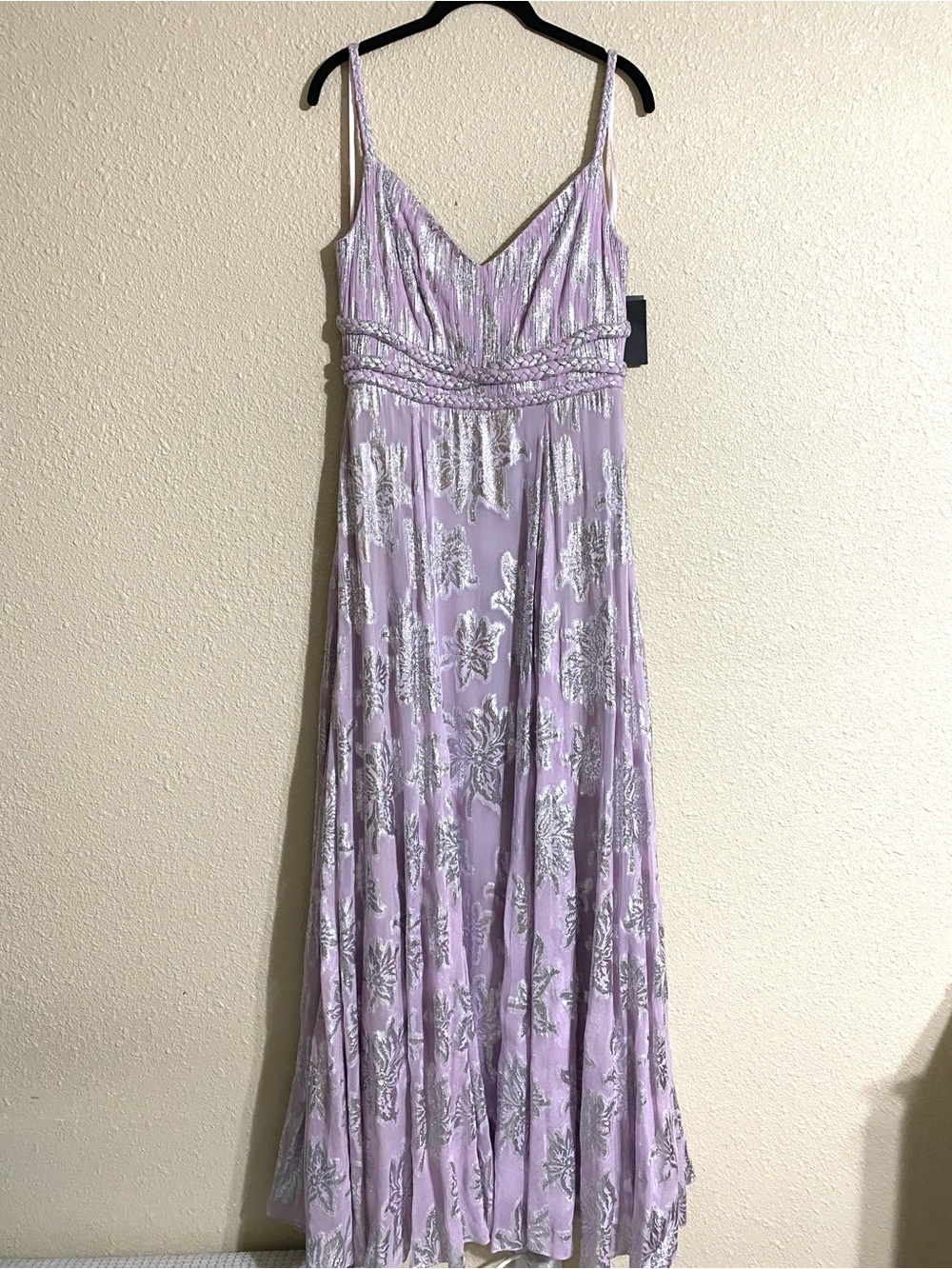 NWT Ieena for Mac Duggal Lilac Braided Strap A-line Floral Gown 9310 Size 6 - Picture 4 of 16